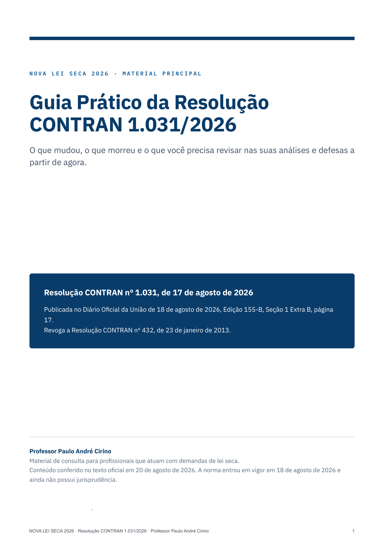 Capa do Guia Prático da Resolução CONTRAN 1.031/2026
