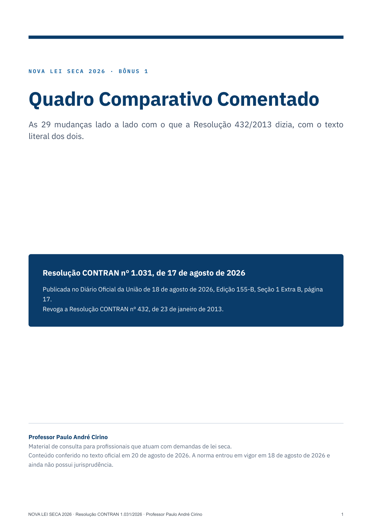 Capa do Quadro Comparativo Comentado